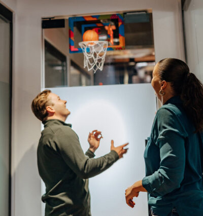 Team playing basketball